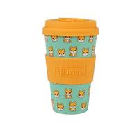 I-TOTAL IDRINK® - RPET Coffee Mug with openable Silicone Cap, Easy to Carry 435ml, Recycled Plastic Takeaway Mug 8.7 x 8.7 x 15cm Ergonomic 435ml (Shiba)
