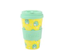 I-TOTAL IDRINK® - RPET Coffee Mug with openable Silicone Cap, Easy to Carry 435ml, Recycled Plastic Takeaway Mug 8.7 x 8.7 x 15cm Ergonomic 435ml (Hello Dino)