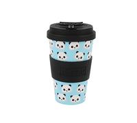 IDRINK® - RPET Coffee Mug with openable Silicone Cap, Easy to Carry 435ml, Recycled Plastic Takeaway Mug 8.7 x 8.7 x 15cm Ergonomic 435ml (Panda)