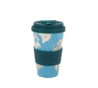 IDRINK® - RPET Coffee Mug with openable Silicone Cap, Easy to Carry 435 ml, Recycled Plastic Takeaway Mug 8.7 x 8.7 x 15 cm Ergonomic 435 ml (Blue MAP)