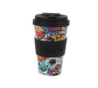 I-TOTAL IDRINK® - RPET Coffee Mug with openable Silicone Cap, Easy to Carry 435ml, Recycled Plastic Takeaway Mug 8.7 x 8.7 x 15cm Ergonomic 435ml (Urban)