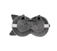 I-TOTAL ® - Pillow with Mask for Sleeping, Resealable Pillow with Hook for Travel (Grey CAT)