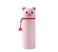 I-TOTAL® - Soft Silicone Pencil Case for School - Extendable with Animal Shaped Shape, Beauty Case (Pig)