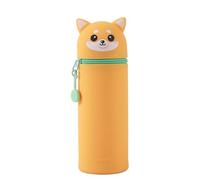 I-TOTAL® - Soft Silicone Pencil Case for School - Extendable with Animal Shaped Shape, Beauty Case (Shiba)