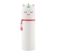 I-TOTAL® - Soft Silicone Pencil Case for School, Extendable with Contoured Shape (CUTE UNICORN)