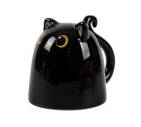 I-TOTAL - Up & Down Ceramic Mug, Reversible Mug 300 ml (Black CAT)
