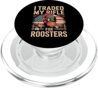 I Traded My Rifle for Roosters Veteran Chicken Farmer PopSockets PopGrip for MagSafe