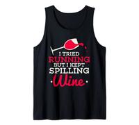 I Tried Running Kept Spilling Wine Funny Drinking Exercise Tank Top