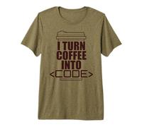 I Turn Coffee INTO Code Fun Web Developers Coding Meme Premium T-Shirt