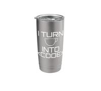 I Turn Coffee INTO Code Fun Web Developers Coding Meme Stainless Steel Insulated Tumbler