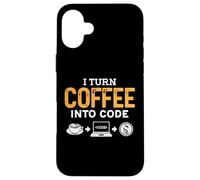i turn coffee into code Powered by Java and Logic men women Case for iPhone 16 Plus