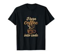 I Turn Coffee Into Code Steaming Binary Mug Art T-Shirt