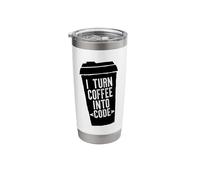 I Turn Coffee INTO Code Web Developers Coding Meme ON Back Stainless Steel Insulated Tumbler