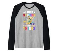 I Turn Strings Into Things Raglan Baseball Tee