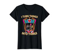 I Turn Things Into Things Funny Sewing Kitting Crocheting Value Graphic T-Shirt, Women, Black, L