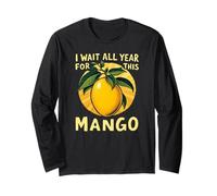 I Wait All Year for This Mango | Fun Family Retro Mango Day Long Sleeve T-Shirt