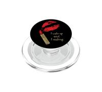 I wake up to makeup Red Lipstick Lips Sexy Graphic PopSockets PopGrip for MagSafe