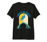I Walk On Roots Great Blue Heron Linocut Bird Watcher Premium T-Shirt