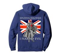 I Walk Through The Valley Of Death I Fear No Evil Crusader Pullover Hoodie, Adult Unisex, Navy Blue, Small