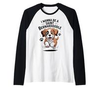 I Wanna Be A St Bernardoodle Funny Pet Dog Mix Breed Raglan Baseball Tee