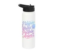 I Wanna Be Where The People Arent Shell Sarcastic Introvert Stainless Steel Insulated Water Bottle