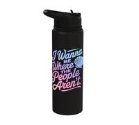 I Wanna Be Where The People Arent Shell Sarcastic Introvert Stainless Steel Insulated Water Bottle