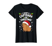I Want A Capybara for Christmas Value Graphic T-Shirt, Women, Black, S