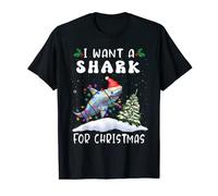 I Want A Shark For Christmas Santa Hat Funny Xmas T-Shirt