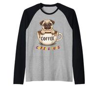 I Want Coffee and Pugs! Raglan Baseball Tee