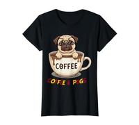 I Want Coffee and Pugs! Value Graphic T-Shirt, Women, Black, S