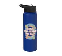 I Want Fall Candles All Year Vintage Autumn Halloween Lover Stainless Steel Insulated Water Bottle