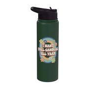 I Want Fall Candles All Year Vintage Autumn Halloween Lover Stainless Steel Insulated Water Bottle