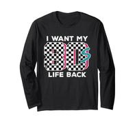 I Want My 80s Life Back Retro Art Checkerboard Eighties Art Long Sleeve T-Shirt
