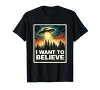I Want to Believe Cosmic Mystery UFO Craft Aliens Visitor T-Shirt