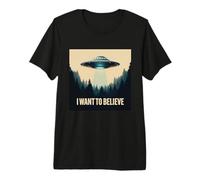 I Want to Believe Vintage UFO Alien Craft Dream Encounter Premium T-Shirt