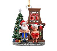 I Want To Grow Old With You Custom Acrylic Ornament for Couple, Naughty Old Couple Christmas Ornaments - Personalized Gifts For Couples, Elderly Coupl-e Christmas Ornament, Coupl-e Xmas Gifts