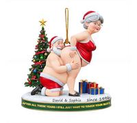 I Want To Grow Old With You Custom Acrylic Ornament for Couple - Personalized Funny 2D Flat Keepsake, Naughty Old Couple Christmas Ornament, First Christmas Together Gift for Couples (C)