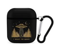 I Want To Leave Aliens Earbuds Case Cover for AirPods 1 2 | PC Hard Protective Case Printed Bluetooth Earphone Cover