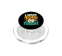 I Want Tofu Tonight Funny Cartoon Tofu Cube Green Leaves PopSockets PopGrip for MagSafe