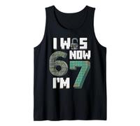 I was 6 Now I’m 7 7th Birthday 67 Pixel Game Bricks Boys Kid Tank Top