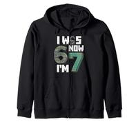 I Was 6 Now I’m 7 7th Birthday 67 Pixel Game Bricks Boys Kid Zip Hoodie