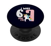 I Was 6 Now I’m 7 Dabbing Unicorn 67 7th Birthday PopSockets Adhesive PopGrip