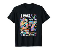I was 6 Now I’m 7 Tie Dye Birthday Awesome Since 2019 Kids T-Shirt