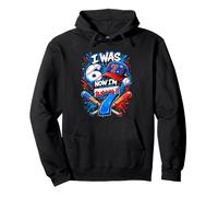 I was 6 Now I'm 7 7th Birthday Boys Ice Cream Drip Baseball Pullover Hoodie