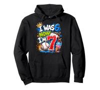 I was 6 Now I'm 7 7th Birthday Boys Ice Cream Drip Baseball Pullover Hoodie