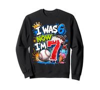 I was 6 Now I'm 7 7th Birthday Boys Ice Cream Drip Baseball Sweatshirt
