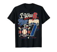 I was 6 Now I'm 7 7th Birthday Boys Ice Cream Drip Baseball Value Graphic T-Shirt, Men, Black, XL