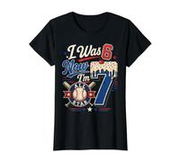 I was 6 Now I'm 7 7th Birthday Boys Ice Cream Drip Baseball Value Graphic T-Shirt, Women, Black, XL
