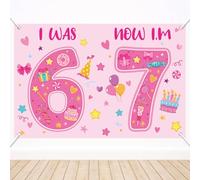 I Was 6 Now I'm 7 Backdrop, 150x100cm/59.05x39.37in Funny Polyester Seven Year Old Birthday Tapestry Perfect Home Decoration for Living Room Bedroom Dorm