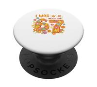 I Was 6 Now I'm 7 Birthday Shirt Girls 7th Floral Daisy PopSockets Adhesive PopGrip